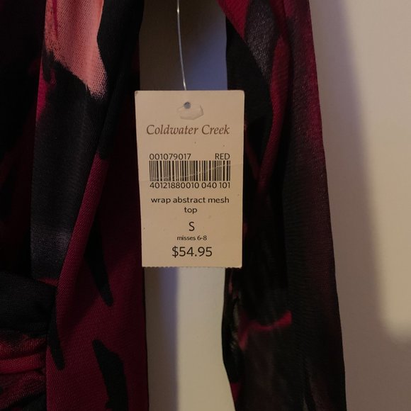 Gorgeous Coldwater Creek Wine, Black, Multi Cross Wrap Blouse Top NWT - Size S - Picture 2 of 8